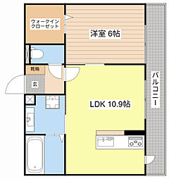 JR湖西線 堅田駅 徒歩10分の賃貸アパート 2階1LDKの間取り