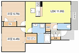 JR湖西線 堅田駅 徒歩12分の賃貸アパート 1階2LDKの間取り