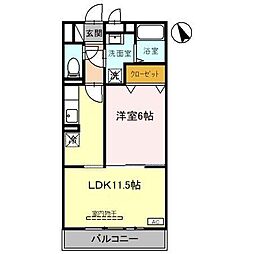 クレセント 1LDKの間取図画像