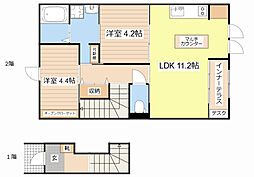 Woodstock Nest 2階2LDKの間取り