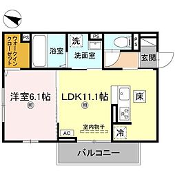 BRANSIA出町 1階1LDKの間取り
