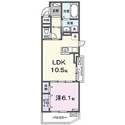 ラクーン守山 3階1LDKの間取り