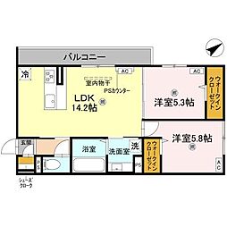 D-ROOM守山3丁目 3階2LDKの間取り