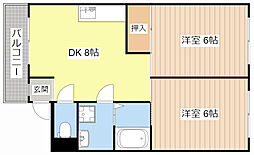 ヴィラコスモス 2DKの間取図画像