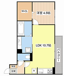 ホワイトクレイン野洲 2階1LDKの間取り