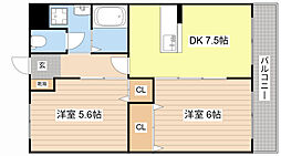 Kマンション貴生川 101 1階2DKの間取り