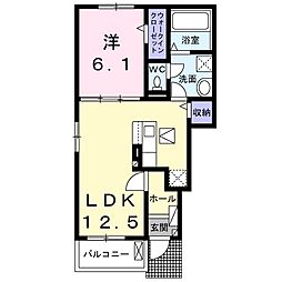 クレール聖和A 1LDKの間取図画像