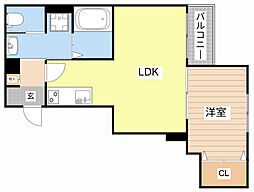 ALEGRIA草津 105 1階1LDKの間取り