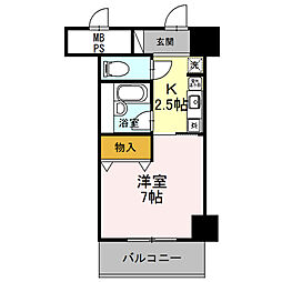 サンタウン竹鼻A棟 1Kの間取図画像