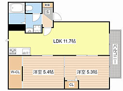 メゾン安土館 2LDKの間取図画像