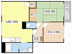 メゾン・ベゴワードB棟 2LDKの間取図画像