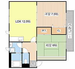 ノーブル弐番館 2LDKの間取図画像