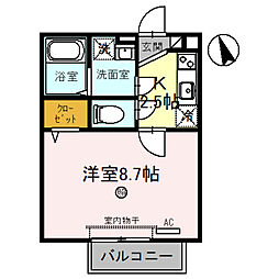 アルページュ小倉 1Kの間取図画像