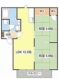 ヴェナビスタ 2LDKの間取図画像