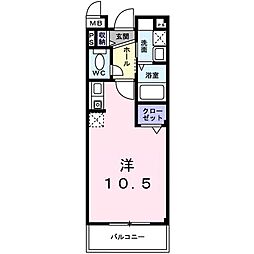アルカンシェル ワンルームの間取図画像
