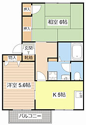 ヴェナビスタ 2Kの間取図画像