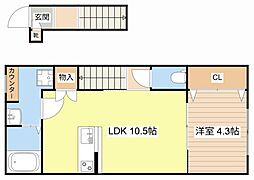 メルシーアモ五個荘 1LDKの間取図画像