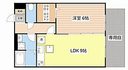 セジュール・コウハナC 1LDKの間取図画像