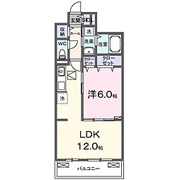 岡アパート(028570001) 1LDKの間取図画像