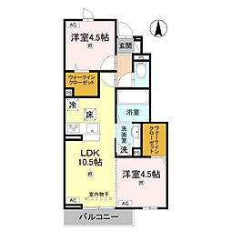 MAHALO膳所本町 2LDKの間取図画像