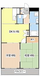 ハッピーガーデン 2DKの間取図画像