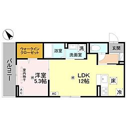 D-ROOM後三条 1LDKの間取図画像