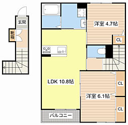 ベルグラース福満 2LDKの間取図画像