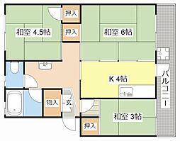 梅ケ丘マンション 3Kの間取図画像
