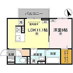エレガンス ビュー 1LDKの間取図画像