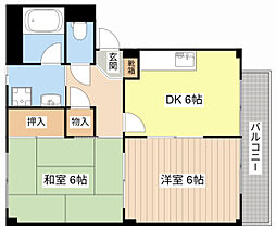 ＨＡＲＵ 2階2DKの間取り