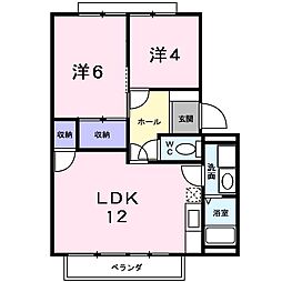 ノースヴィリッジA 2LDKの間取図画像