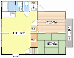 サンライフあけぼの 2階2LDKの間取り