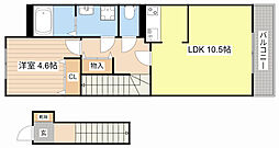グランドソレーユ壱番館 2階1LDKの間取り