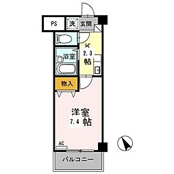 レイクヴュー堅田 1Kの間取図画像