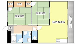 コーポラス無限 2LDKの間取図画像