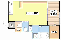 フォルモント米原 1LDKの間取図画像