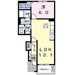 クレール聖徳A 1LDKの間取図画像