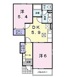 セレッソST2 2DKの間取図画像