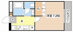 ドリームタウン 1Kの間取図画像