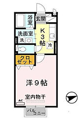 コンフォートM2 1Kの間取図画像