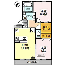 ラヴィベル彦根 2LDKの間取図画像