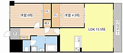 サンワード 4階2LDKの間取り