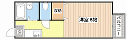 プラザエイト 2階ワンルームの間取り