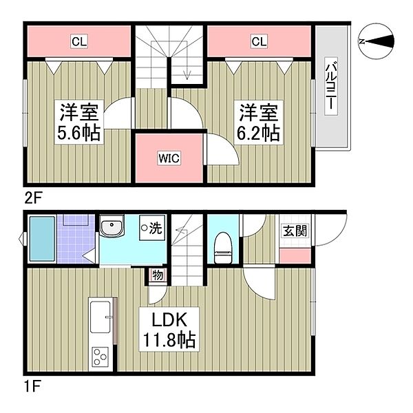 アテレーゼ持田A棟 105｜埼玉県行田市持田3丁目(賃貸テラスハウス2LDK・1階・57.97㎡)の写真 その2