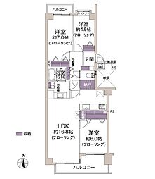 パークハイム芦屋翠ケ丘 3LDKの間取図画像