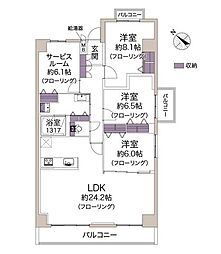 千里中央パークヒルズD棟 3SLDKの間取図画像