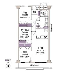 アリオ1 2SLDKの間取図画像