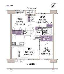 パラシオ大阪城公園 3LDKの間取図画像