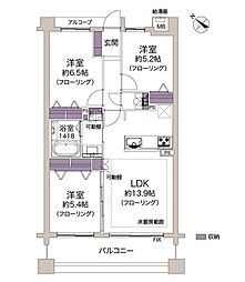 グランアッシュ伊丹北本町 3LDKの間取図画像