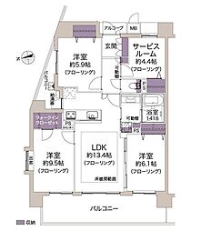 エスリード九条 3SLDKの間取図画像
